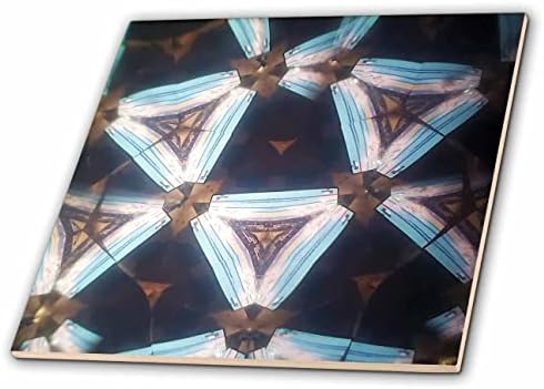 3дроза Слика На Мандала Со Светло Сини И Бели Триаголници Над Темносини Плочки