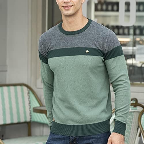 Машки џемпер од вратот меки случајни џемпери за мажи класичен џемпер џемпер со долги ракави пулвер врвот со работ на лента
