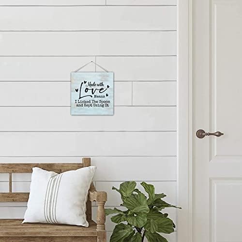 Смешен кујнски декор знак за палета за дрво, направен со loveубов инспиративна дрвена палета знак за знаци дрвена висечка плакета