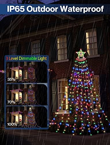 Laliled Божиќни светла на отворено, декорација на starвездени светла од 350 LED диоди, светла за водопади со 8 режими на осветлување, тајмер