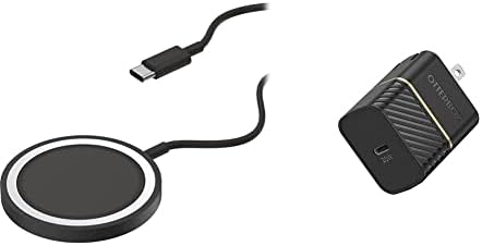 Подлога за безжично полнење на Otterbox за Magsafe - црно и брзо полнење USB -c полнач за wallидови, 20 вати - црна