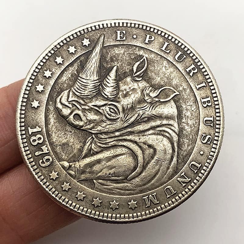 1879 Африкански Носорог Антички Бакар Стар Сребрен Комеморативен Монета Колекција Монета Занает Врежана Скитници Бакар Сребрена