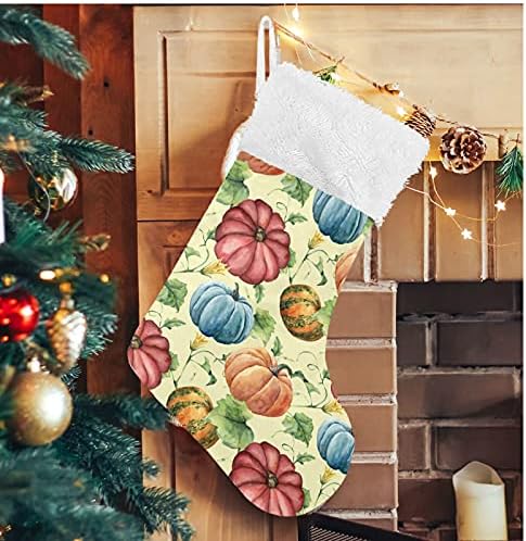 Алаза Божиќни чорапи Акварел тиква Класик Персонализирани големи декорации за порибување за семејни сезонски празници Декор 1 пакет, 17,7 ''