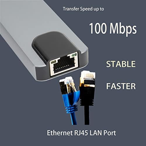 USB Центар Со Ethernet, 5 ВО 1 Usb C Центар Мултипорт Адаптер СО 4K HDMI, RJ45 Ethernet, USB 3.0 И USB 2.0, 100W PD Компатибилен