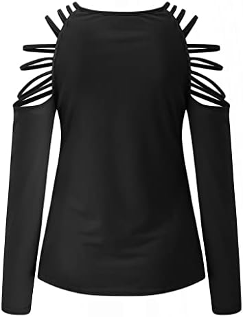 Маица за Денот на вineубените за жени шуплива модна блуза Пулвер, обичен шуплив долг ракав на врвот на долгиот ракав