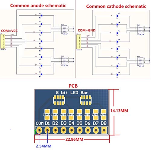 3,3V 5V 8 бит црвен обичен модул за индикатори за лидери на катода DIY комплет за Arduino nano uno малина пи 4 нодемку без пин