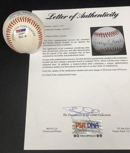 Мики Мантл потпиша бејзбол Боби Браун Јанки Аутограм HOF PSA/DNA LOA 2 - Автограмски бејзбол