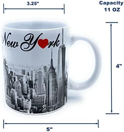 Yorkујорк кригла црно златно небото, американска градска сувенир, чаши во Newујорк, подароци за кафе.