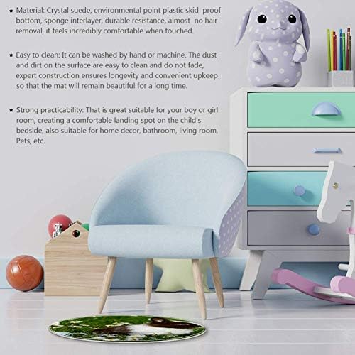 Heoeh симпатична зајак маргаритка, не -лизгачки врата 15,7 тркалезни теписи теписи за деца спална соба бебе соба игра Расадник