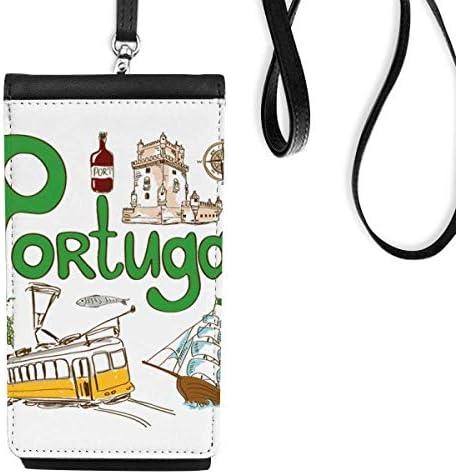 Португалија Национален симбол обележје на обележје телефонски паричник чанта што виси мобилна торбичка црн џеб