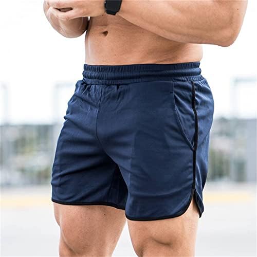 МАЈИФУ-ГЈ Менс теретана за боди-билдинг шорцеви кои работат со лесни кратки панталони за еластична половината за обука на половината со џеб