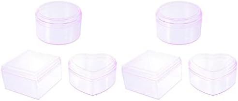Coheali 6pcs контејнери со мониста квадратна закуска за ушни приклучоци восочни уметнички силички подароци кутии лепак занаетчиски