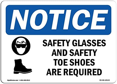 Оша Известување Знак-Безбедносни Очила И Безбедност Пети | Алуминиум Знак | Заштита На Вашиот Бизнис, Градилиште, Магацин &засилувач; Продавница
