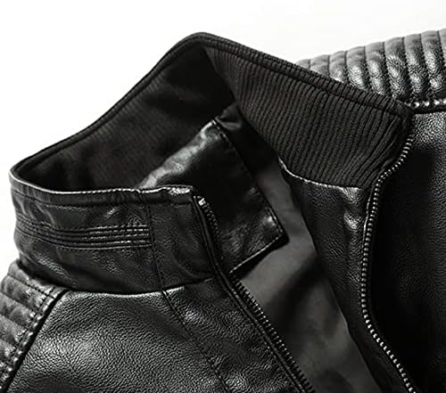 Diyago Кожна јакна за мажи моторцикл мода тенок фит кожен палта јака наредена топла плус стилски гроздобер јакни