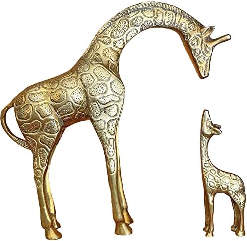 Анатолика месинг жирафа со фигура за мајка и детска скулптура