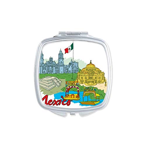 Мексико култура знаме Познати туристички дамки Графити огледало Преносен компактен џеб шминка двострано стакло