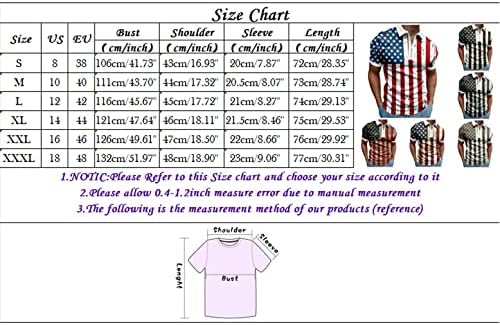 XXBR машки патриотски поло маици, 4 -ти јули Ретро американско знаме 1/4 поштенски врвови летни кратки ракави голф кошула