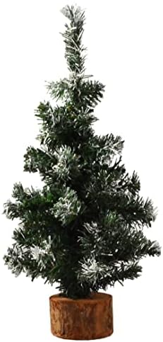 Мини Новогодишна Елка за Маса-1 пакување Мали Вештачки Борови Дрвја со Тежок Дрвен Основен Декор На Полици, Спална Соба, Минијатурни