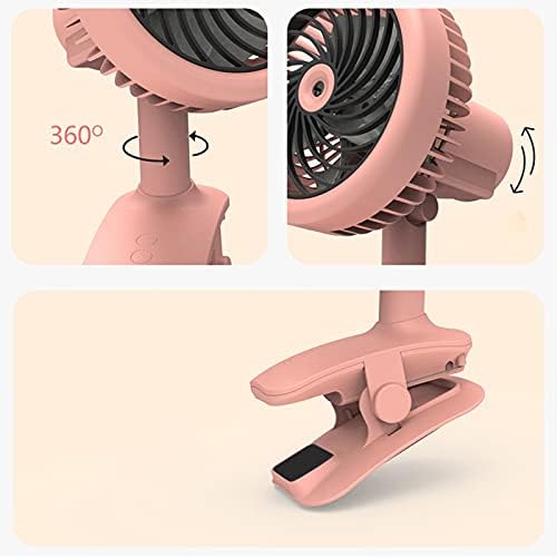 Hiod 360 ° преносен клип USB вентилатор со влажни прочистувач на воздухот за полнење 1200 mAh десктоп мини вентилатори 3 Брзина Супер
