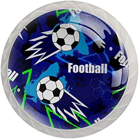 Копчиња за бели фиоки Фудбалски фудбалски декоративни облекувања копчиња за влечење на вратите за момчиња девојчиња 1,37 × 1,10in