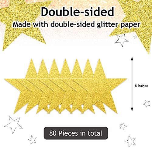 80 парчиња сјајни starвездички исечоци на хартија confetti Contetis за огласни табли во училницата за украсување на wallидни партии, должина