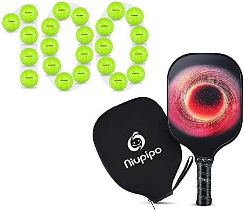 Niupipo Pickleball лопатка портокал+100 пакети за топки од пикбол