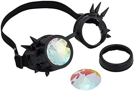 Очила за калеидоскоп за гаврани психоделични чаши со пареа со кристални леќи за дифракција на виножито од виножито