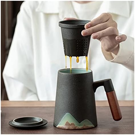 EYЛКМ планински дизајн керамички чај чаши со филтер керамички кафе чаша кинески чај чаша