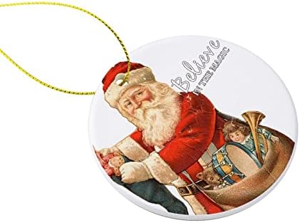 Чајан смешно верувајте во магијата, Божиќниот керамички украс Дедо Мраз, украси за дома, Божиќни приврзоци, елка виси украс, спомен