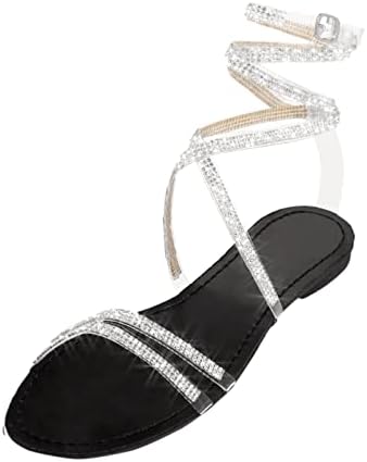 Сандали за жени облечени цветни чипка рамни сандали отворени пети обични летни плажа бохо сандали удобни римски флип флоп