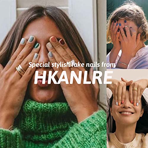 Hkanlre Almond Press On Nails Swirl Fake Nails Acrylic Mediual Lasts Nails Glossy Cover Cover Nails за жени и девојчиња 24 парчиња