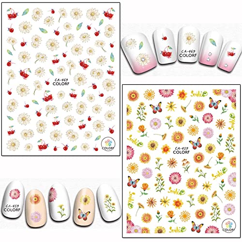 12 листови цвеќиња налепници за уметност со нокти со 8 чаршафи налепници за уметност за нокти на пеперутка