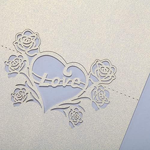 Бинарна сита за свадбени забави Име на табела Место со картички со роза, 50 парчиња - бело
