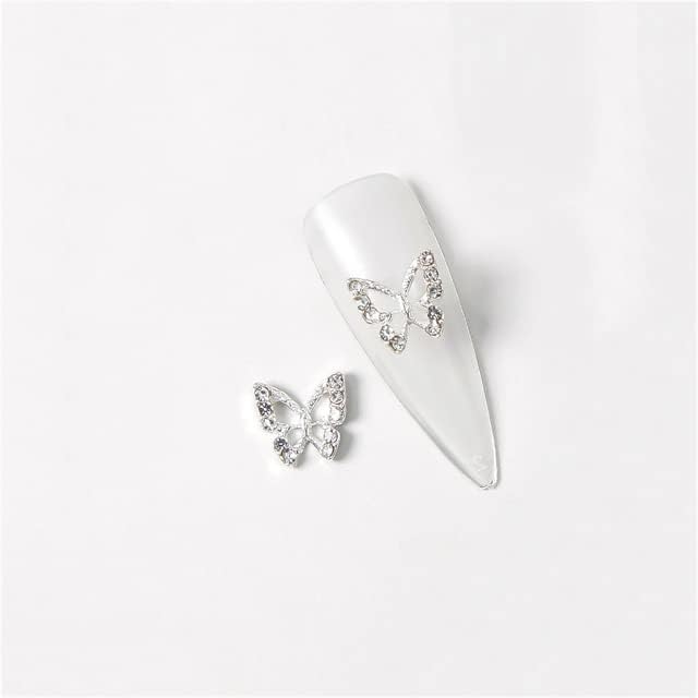 10 парчиња шуплива пеперутка rhinestones легура дијамантски сјајни нокти украси 3Д луксузни делови кристали камен додатоци