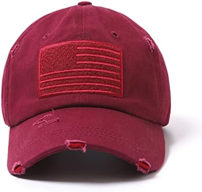 Мажите и жените потресена гроздобер бејзбол капа неконструирана армија извезена американска знаме за печ -камион ТАКЕДА тато капа