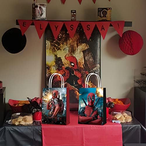 W/nn 16 компјутери Deadpool Party Party Parts Tagks, 2 стилови на забава за забава, подложат торби со рачки за Deadpool 2 забави украси,