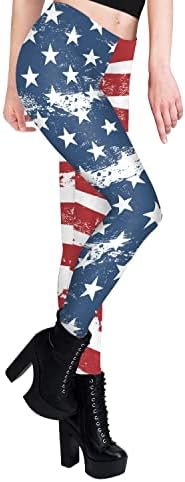 4 -ти јули женски капри хеланки со високи половини јога панталони хулахопки патриотски starsвезди за кревање на задниот дел