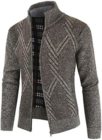 IYYVV Зимски манс плетени обични модни кардиган џемпер јакна стојат палто палто