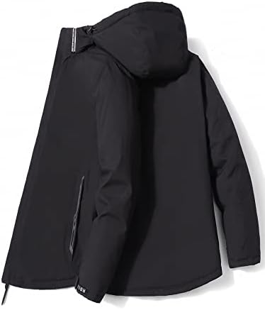 Qyique јакни за мажи - мажи наклон џеб патент предниот качулка зимски палто