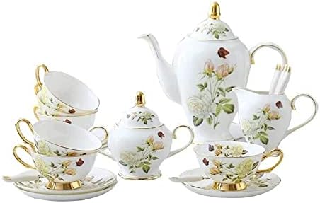 чајник роза коска од кина чај сет порцелански чај постави керамички сад кремаер шеќер сад чајник комплетен чајник