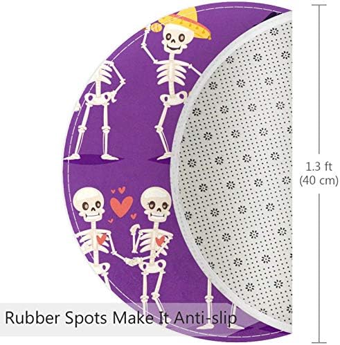 Heoeh романтичен пар скелет, не -лизгачки врата 15,7 тркалезна област килими килими за деца спална соба бебе соба игра Расадник