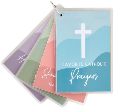 Неидото католички молитви флип картички, ламинирана картичка поставена со метален прстен, 24 парчиња, 4 ⅜ инчи x 6 ¼ инчи