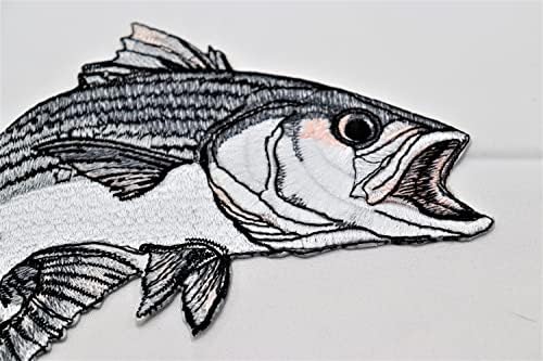 Природна распродажба убави портрети за риби [шарени бас риба] везено железо на/шива лепенка [5,8 x 5] направено во САД
