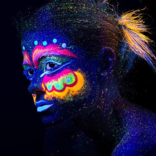 CCBeauty UV сјај во темната боја на лицето ， Вода активирана неонска боја на телото на телото-црно светло за сликање на лице со 4 матрици за