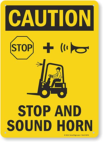 SmartSign „Внимание - стоп и звук рог“ знак | 10 x 14 пластика