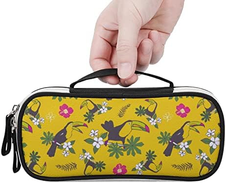 Смешно тропски Тукан птици молив кутија симпатична торбичка торбичка торба за шминка за чанти Организатор со двојно поштенски торби