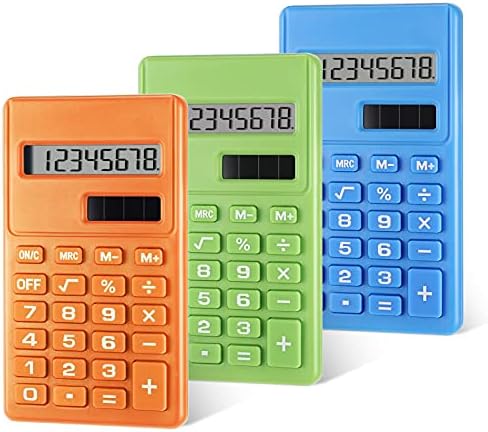 3 парчиња мини дигитален калкулатор за десктоп со 8-цифрен LCD дисплеј Стандарден функција за електронски калкулатор за големина на џеб за училиште,