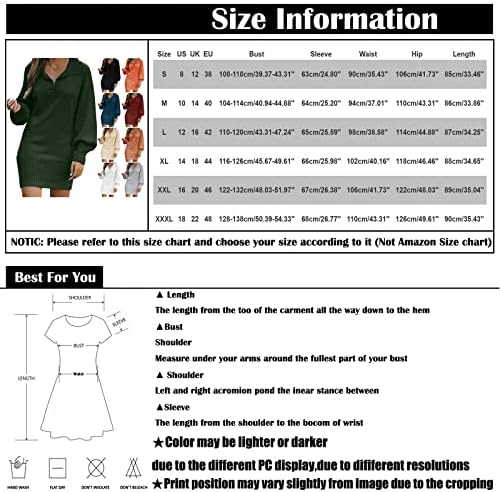 Мебамок женски џемпер фустан од скокач фустан лапел ракав плетен цврст долг фустан зимски фустани