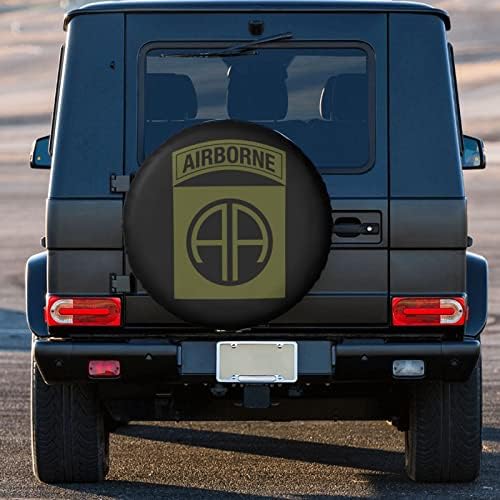 82 -та воздушна дивизија за резервни гуми за резервни гуми Универзално вклопување за приколка, RV, SUV, камион, црна водоотпорна мека