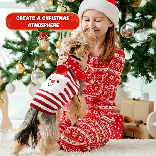 Baejmjk куче Божиќна шарена џемпер плетена шамија постави топло Божиќно кученце Jumper Пет мачка мачка